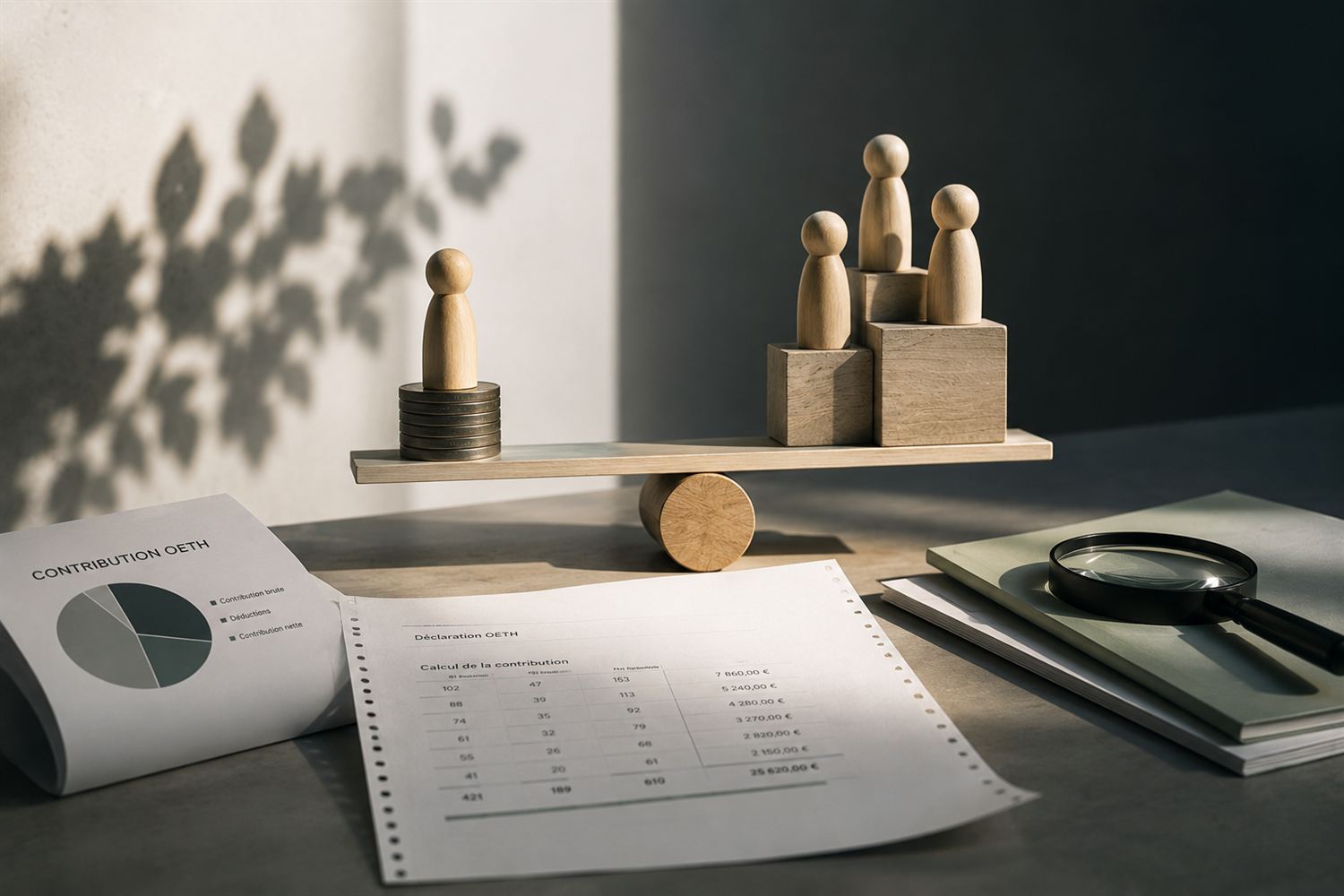 Balance avec documents de calcul de contribution OETH et repères de pilotage