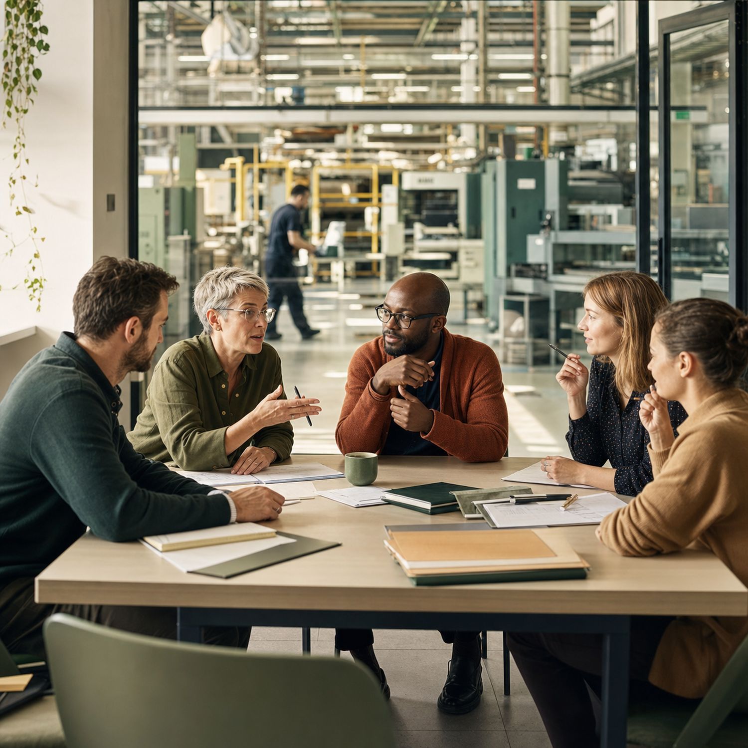 Équipe partageant les enseignements d’une intervention dans un environnement industriel