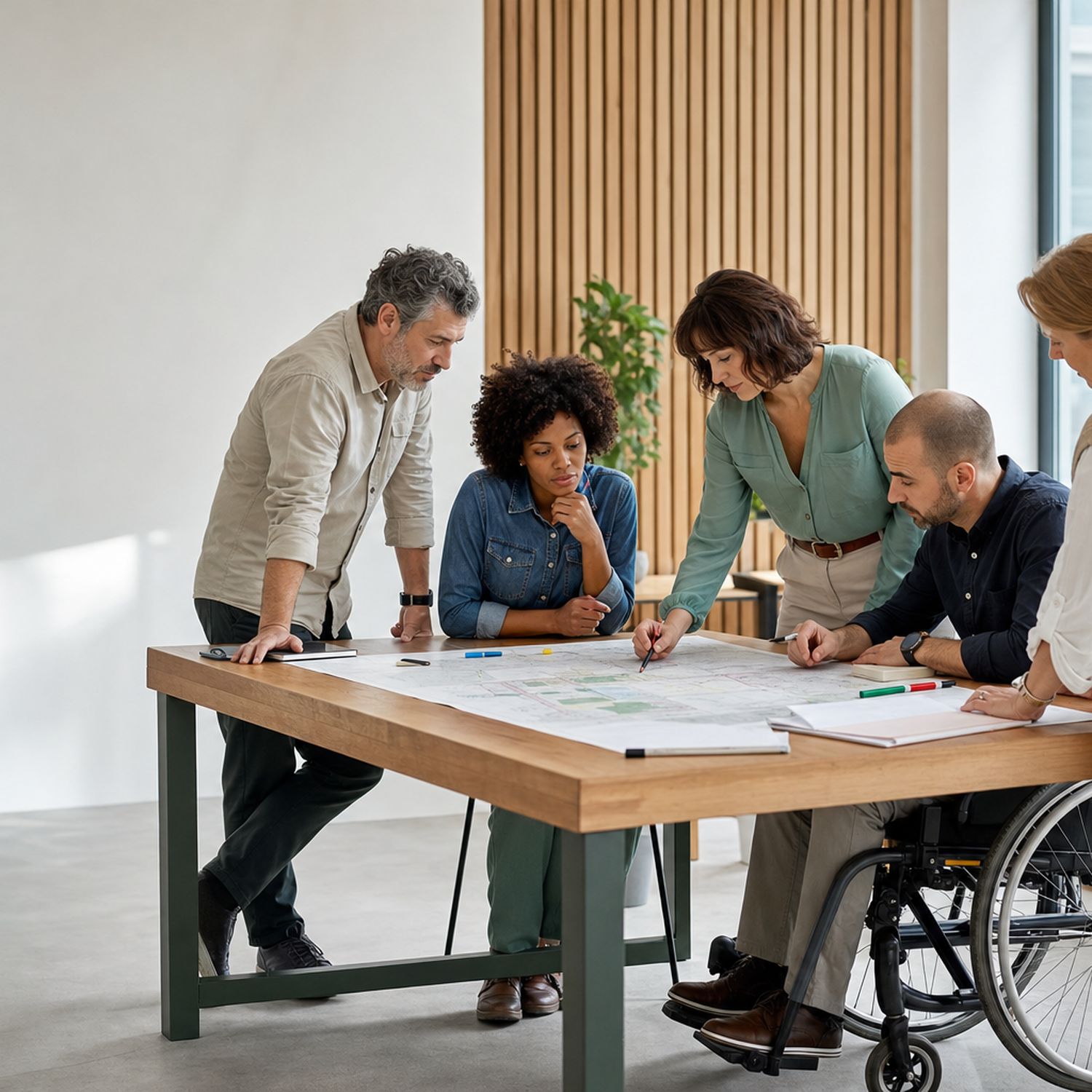 Équipe pluridisciplinaire coordonnant la santé, la sécurité et l’inclusion autour d’une cartographie de travail partagée